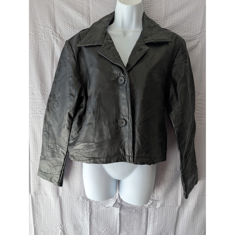 Italian Stone Design Navarre Leather Co Black Patchwork Leather Jacket Large